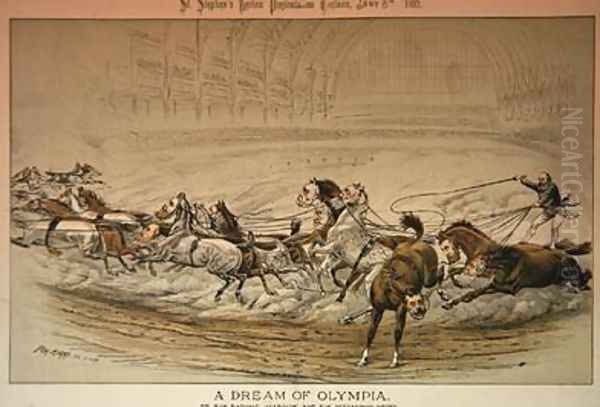A Dream of Olympia or the Daring Marquis and the Refractory Steed from St Stephens Review Presentation Cartoon 8 January 1887 Oil Painting by Tom Merry