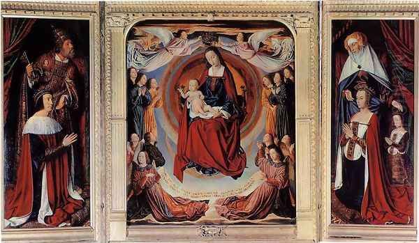 The Moulins Triptych 1498-99 Oil Painting by Master of Moulins (Jean Hey)