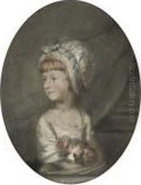 Portrait Of A Young Girl With Her Dog Oil Painting by Hugh Douglas Hamilton