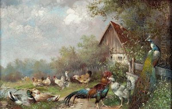 Federvieh Mitbauernhaus Oil Painting by Max I Hanger