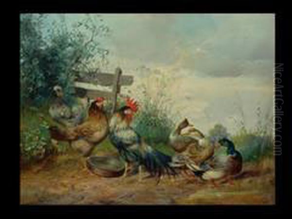 Huhner Und Enten Oil Painting by Max I Hanger