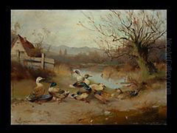 Enten Am Teich Oil Painting by Max I Hanger