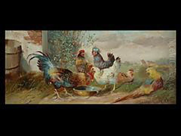 Huhner Und Fasan Oil Painting by Max I Hanger