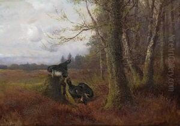 Auerhahne Am Waldrand. Oil Painting by Max I Hanger