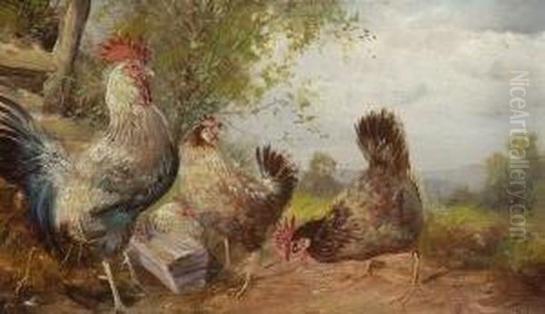 Huhnerhof. Oil Painting by Max I Hanger