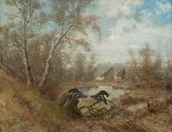 Balzende Birkhahne Oil Painting by Max I Hanger