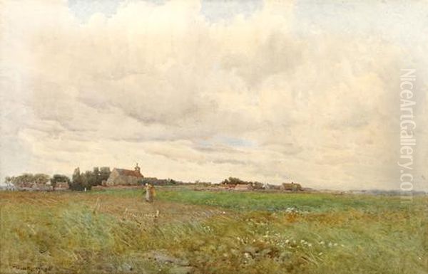 A Cloudy Day, Normandy Oil Painting by William Lee Hankey