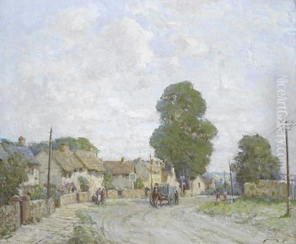 A Village Scene Oil Painting by William Lee Hankey