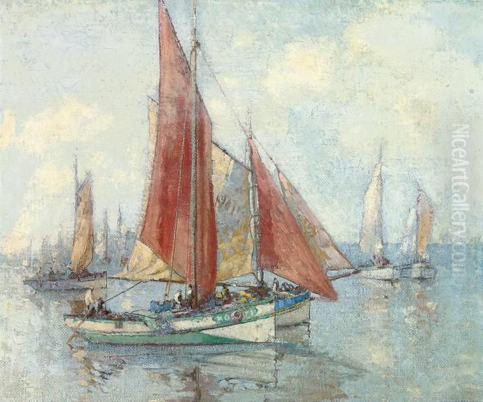 Off To The Fishing Grounds, Douarnenez, Brittany Oil Painting by William Lee Hankey