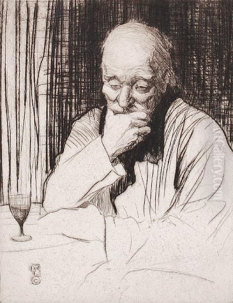 A Glass Of Wine Oil Painting by William Lee Hankey