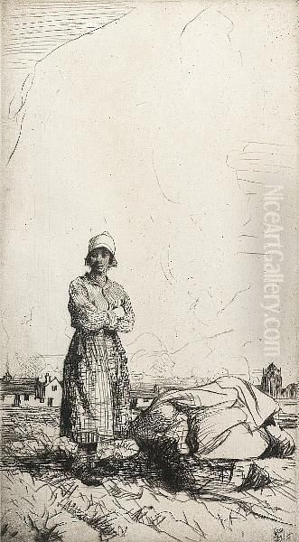 Girl In A Landscape Oil Painting by William Lee Hankey