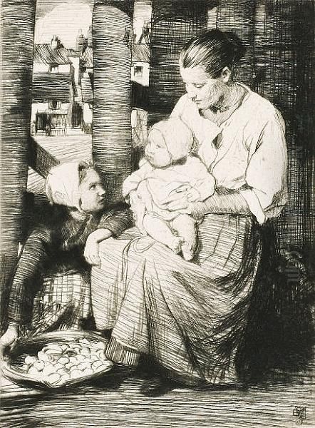 A Corner Of The Fish Market (hardie 165) Oil Painting by William Lee Hankey