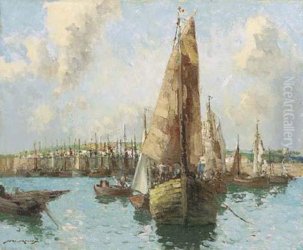 The Harbour, Etaples Oil Painting by William Lee Hankey