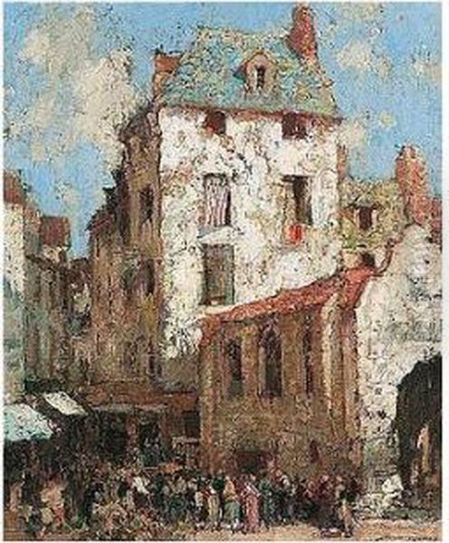 Market At Beaune Oil Painting by William Lee Hankey