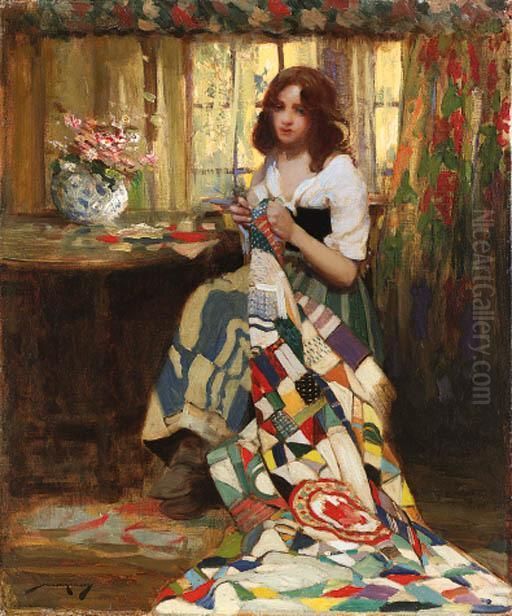 The Patchwork Quilt Oil Painting by William Lee Hankey