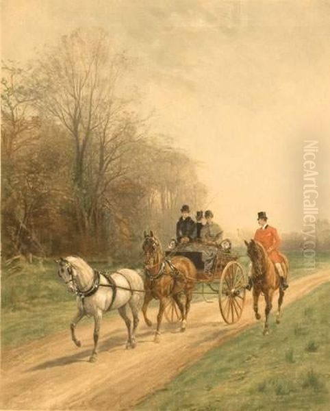 Tandem Oil Painting by Heywood Hardy