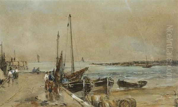 Schiffe Im Hafen. Oil Painting by Thomas Bush Hardy