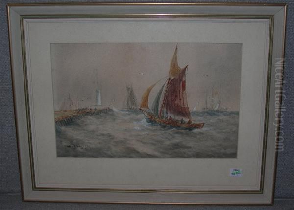 Description
After Thomas Bush Hardy Fishingboat At Quay Side Oil Painting by Thomas Bush Hardy