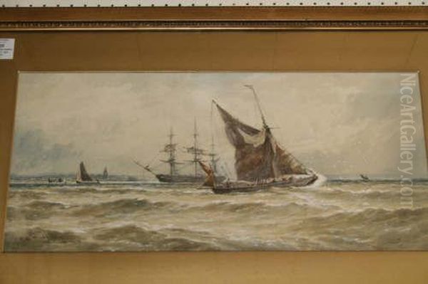 'off Gravesend' Signed And Dated 1896 10 X 21in Oil Painting by Thomas Bush Hardy