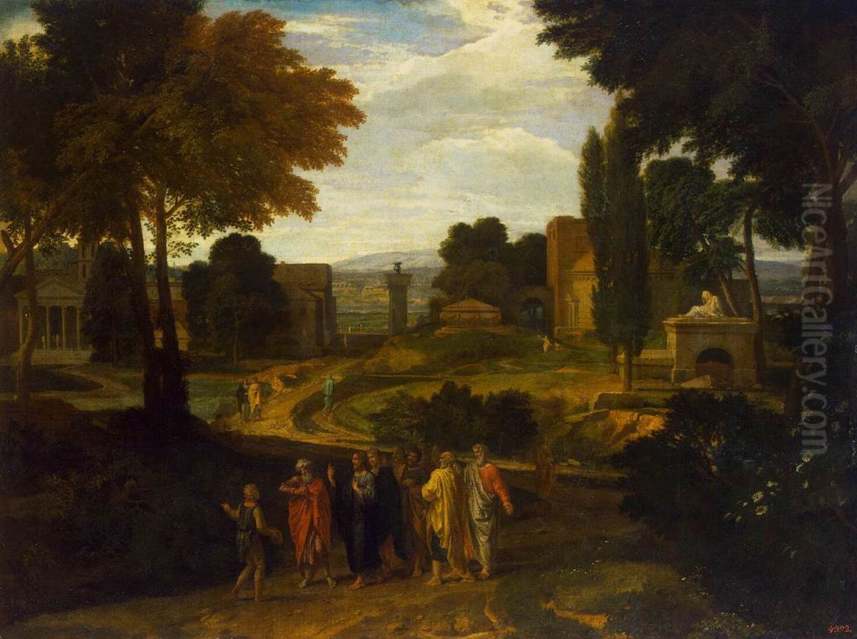 Landscape with Christ and His Disciples Oil Painting by Francisque Millet