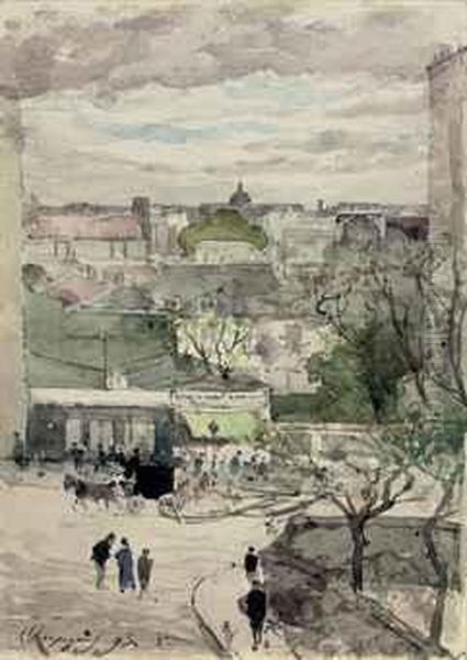 Vue De Paris Depuis La Rue 
Gracieuse Regardant Vers La Rue Monge Etl'hopital De La Salpetriere Oil Painting by Henri-Joseph Harpignies