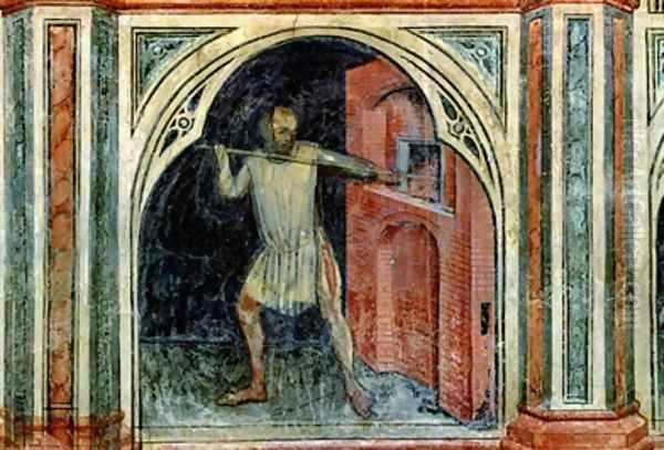 The Baker from The Working World cycle after Giotto 1450 Oil Painting by Nicolo & Stefano da Ferrara Miretto