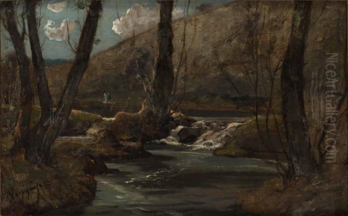 Landskap Med Back Oil Painting by Henri-Joseph Harpignies