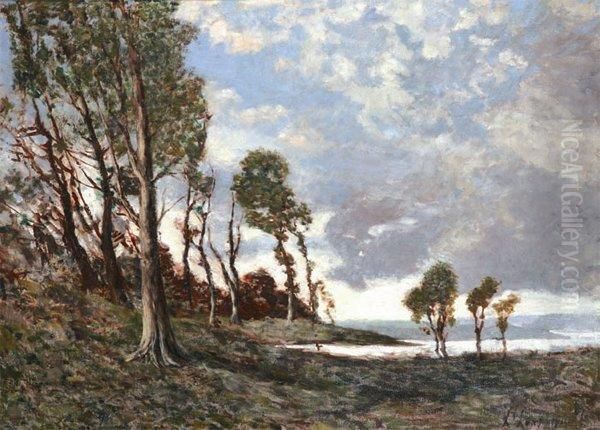 Coup De Vent, Environs De Menton Oil Painting by Henri-Joseph Harpignies