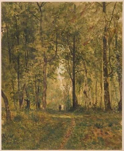 Paysage Avec Une Figure Dans Une Foret Oil Painting by Henri-Joseph Harpignies