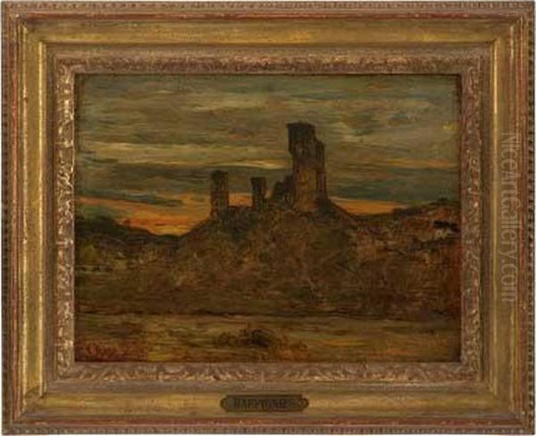 Ruines Du Chateau D'herisson Oil Painting by Henri-Joseph Harpignies