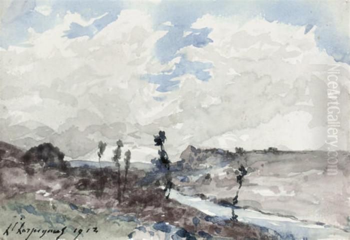 Temps D'orage Oil Painting by Henri-Joseph Harpignies