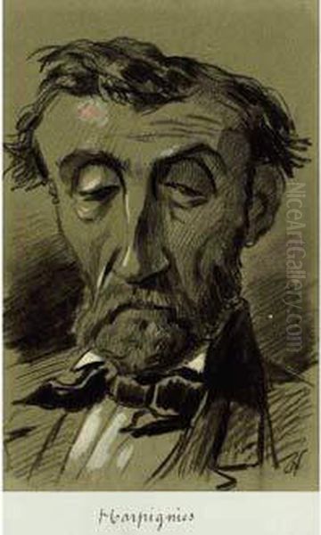 Dessin Au Fusain Et A L'estompe 
Rehausse De Gouache, Signe De L'initiale En Bas A Droite. Oil Painting by Henri-Joseph Harpignies