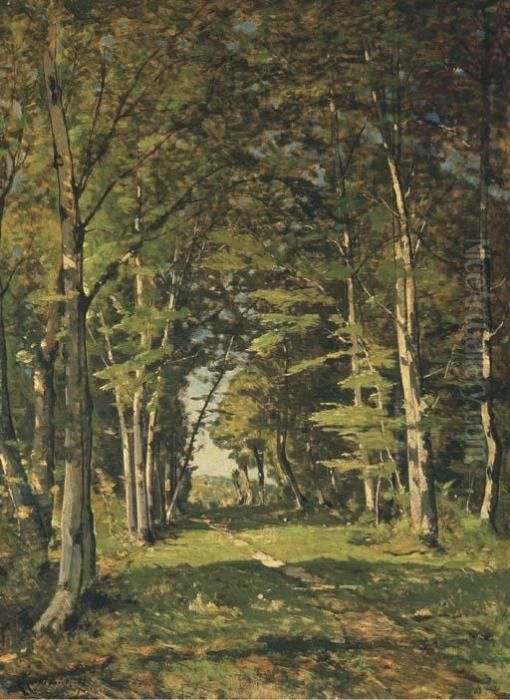 L'allee De Famars Oil Painting by Henri-Joseph Harpignies