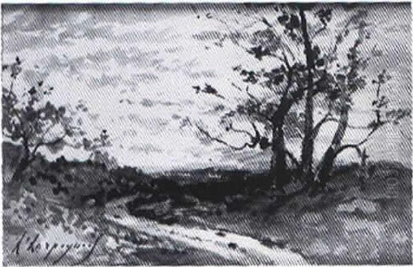 La Terrasse Du Chateau A Nice Oil Painting by Henri-Joseph Harpignies