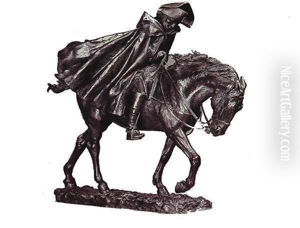 Marshal Ney on Horseback Fighting the Wind Oil Painting by Jean-Louis-Ernest Meissonier