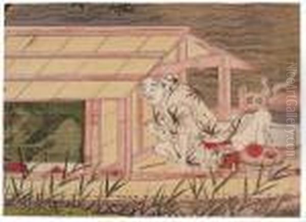 Sehr Guter Druck, Gute Farben, 
Winzige Hinterlegte Locher, Hinterlegte Heftlocher Am Rechten Rand Oil Painting by Suzuki Harunobu