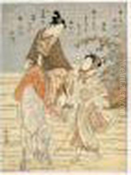 Ide No Tamagawa. La Riviere De Cristal D'ide Oil Painting by Suzuki Harunobu