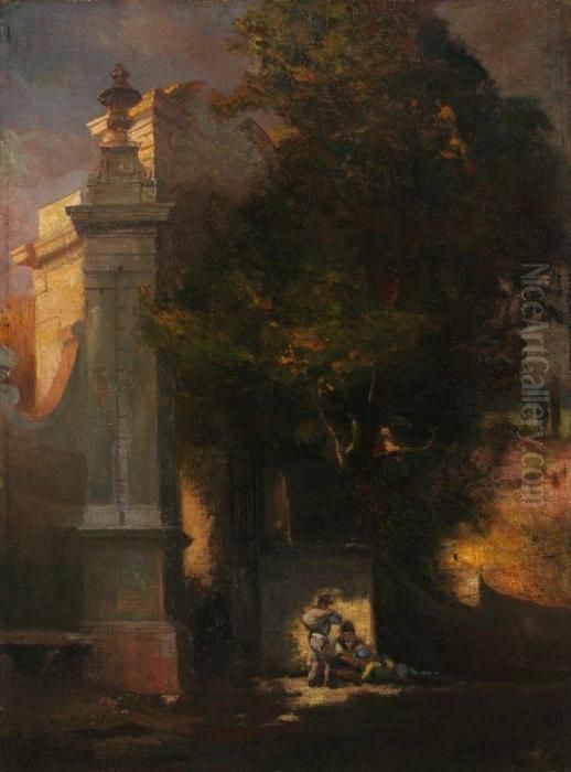 Villa Falconieri Frazerle Oil Painting by Gyula Hary