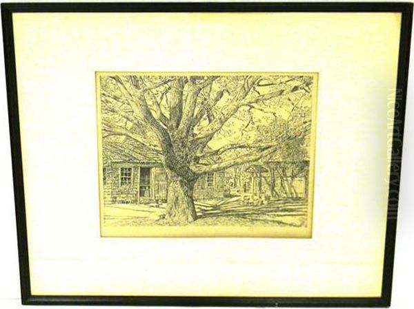 Oak And Old House In Spring Oil Painting by Childe Hassam