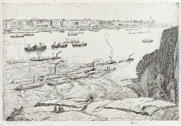 New York And The Hudson Oil Painting by Childe Hassam