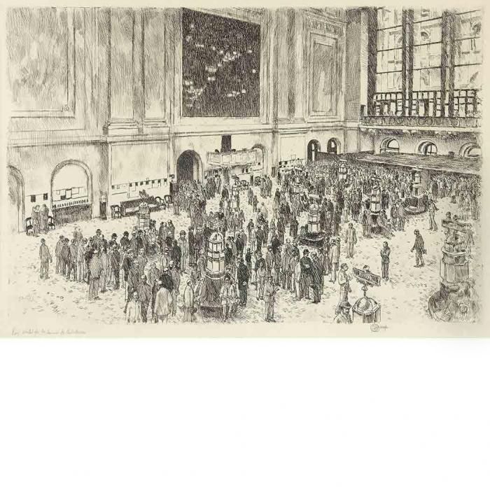 Floor Of The Stock Exchange Oil Painting by Childe Hassam