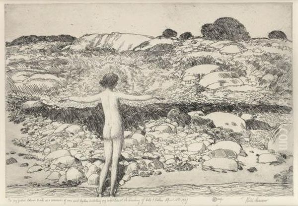 Golden Rod Shore Oil Painting by Childe Hassam