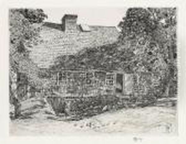 The Old Mulford House, 
Easthampton Oil Painting by Childe Hassam