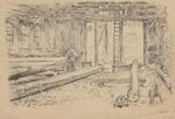 Spar Shop, Gloucester Oil Painting by Childe Hassam