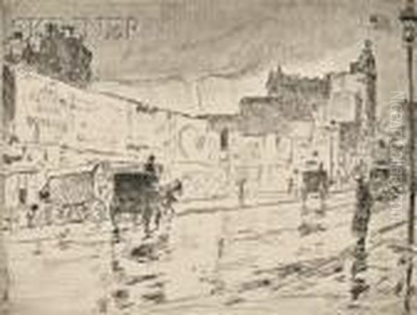 The Billboards, New York Oil Painting by Childe Hassam