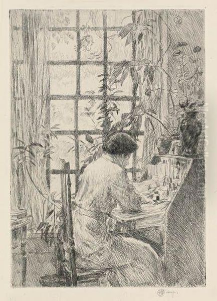 The Writing Desk Oil Painting by Childe Hassam