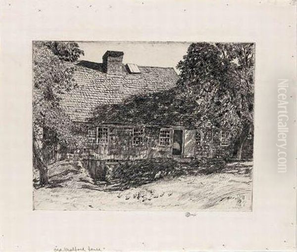 The Old Mulford House, 
Easthampton Oil Painting by Childe Hassam