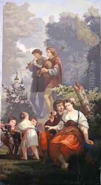 Detail of La Jeunesse Oil Painting by Charles Louis Lucien Muller