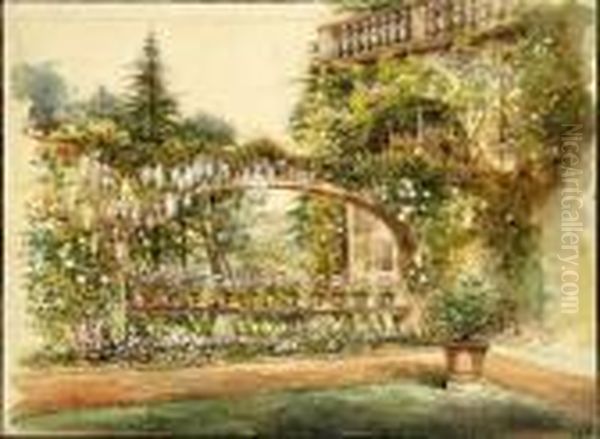 Garden Terrace Oil Painting by Childe Hassam