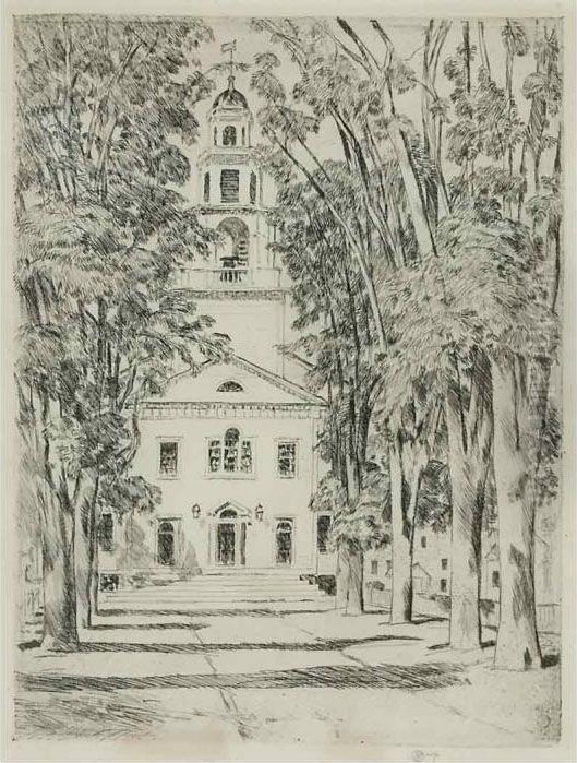 View Of A Colonial Church, Gloucester Oil Painting by Childe Hassam